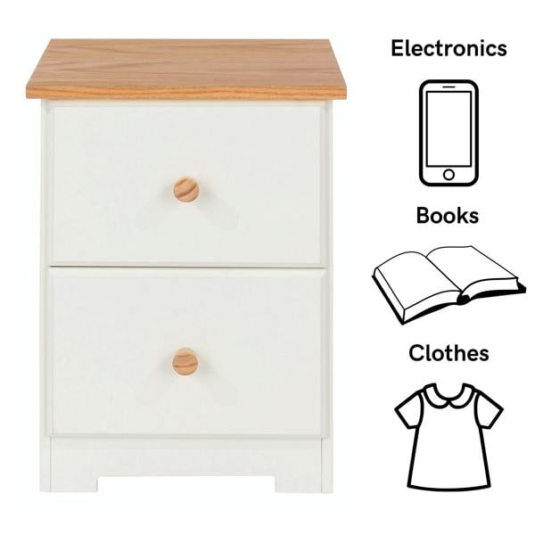 Core Products Set of 2 Colorado Rustic White 2-Drawer Bedside Cabinets