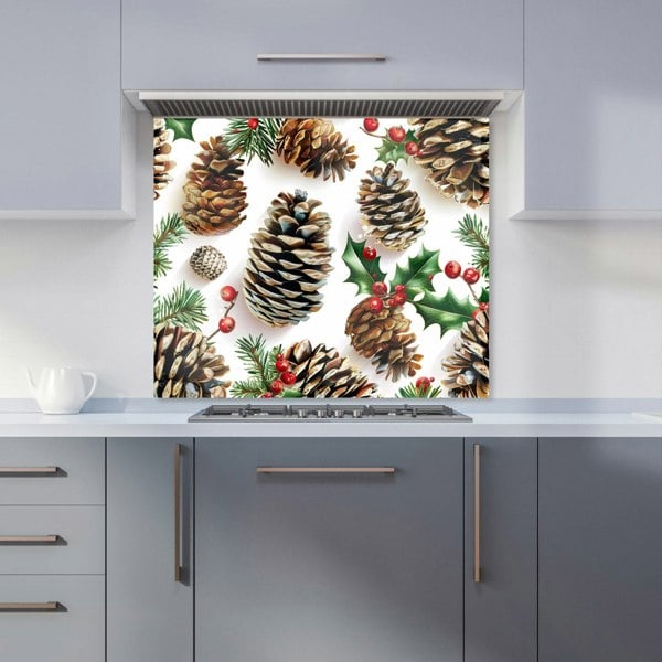 Warren Reed - Designer Holiday Pine Cones and Berries Kitchen Splashback