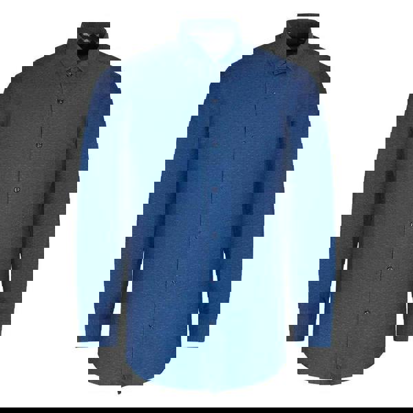 Aquascutum Mens Textured Long-Sleeved Shirt - Dark Blue