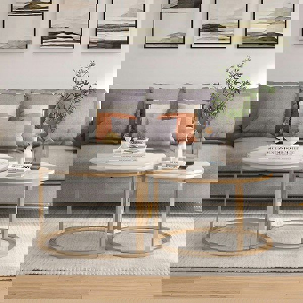 Havendro Nesting Coffee Tables Set of 2 Round Stacking Sofa Side Tables for Living Room