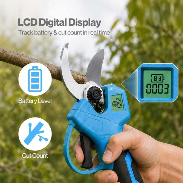 Traderight Pruning Shears 450W Brushless LCD SK5 Blade for Garden Cutting Blue