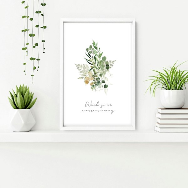 Bathroom prints for wall | set of 3 Boho Greenery wall art