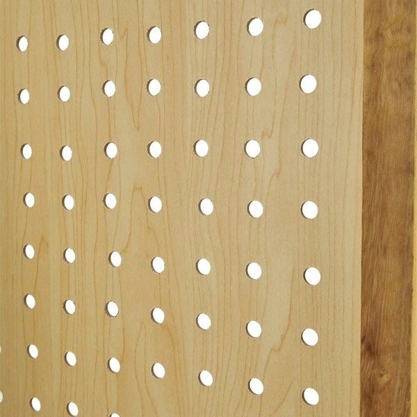 Natural Wood Round-Hole Screen with Four Panels in Paulownia Wood Living and Home