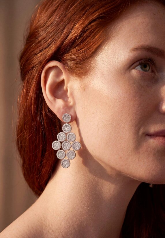 Latelita Mirage Disc Cascading Drop Earrings Silver