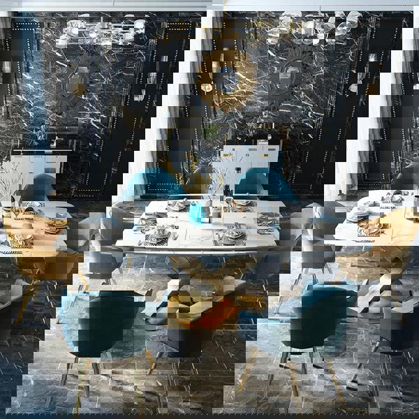 Weilai Concept LUCI Dining Table, Marble And Gold Metal