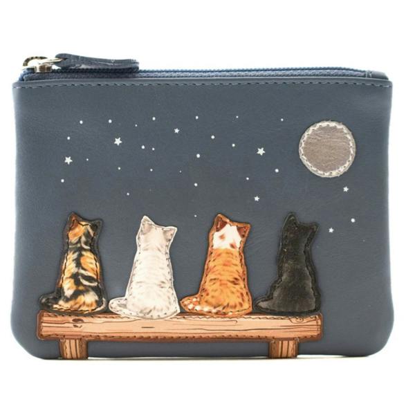 Mala Leather Midnight Cats Genuine Leather Coin Purse