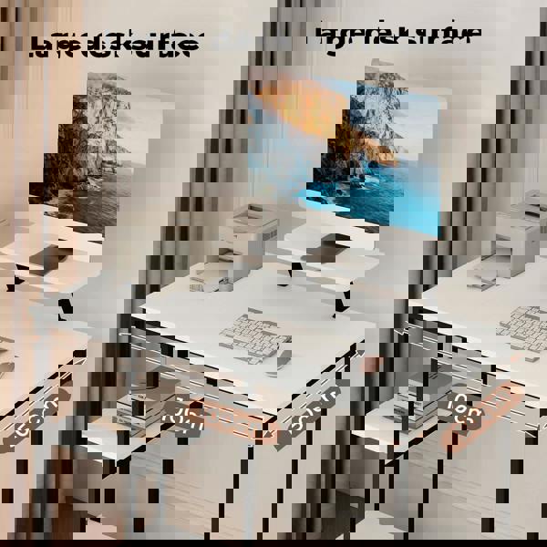 Levede Office Desk Ergonomic Computer Table with Storage Shelves Monitor Stand