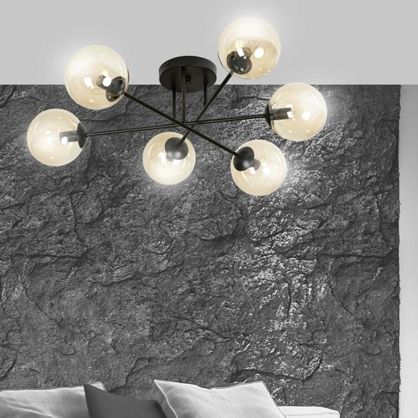 Emibig BRENDI Ceiling lamp  6 x E14 Black with Amber Shade