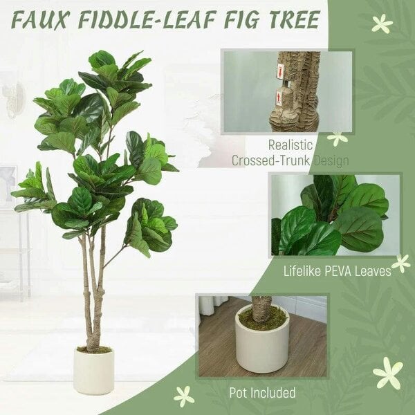 180cm Artificial Fiddle Leaf Fig Tree - Green