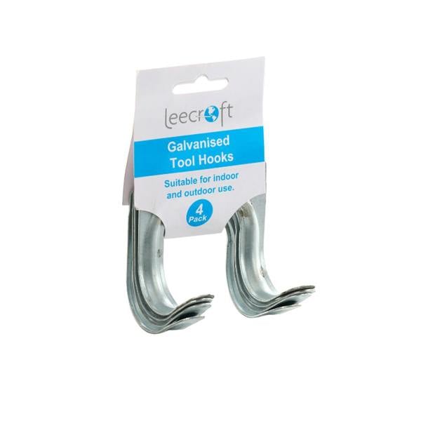 Leecroft Galvanised Tool Hooks Medium 4pk - One Colour - 