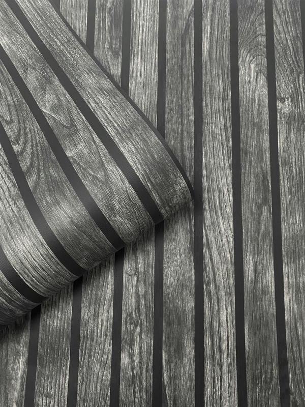 Wooded Slats Black Wallpaper image 3