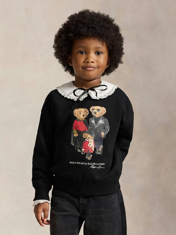 Ralph Lauren Kids Ralph Lauren Girls Polo Bear Family Sweatshirt in Black