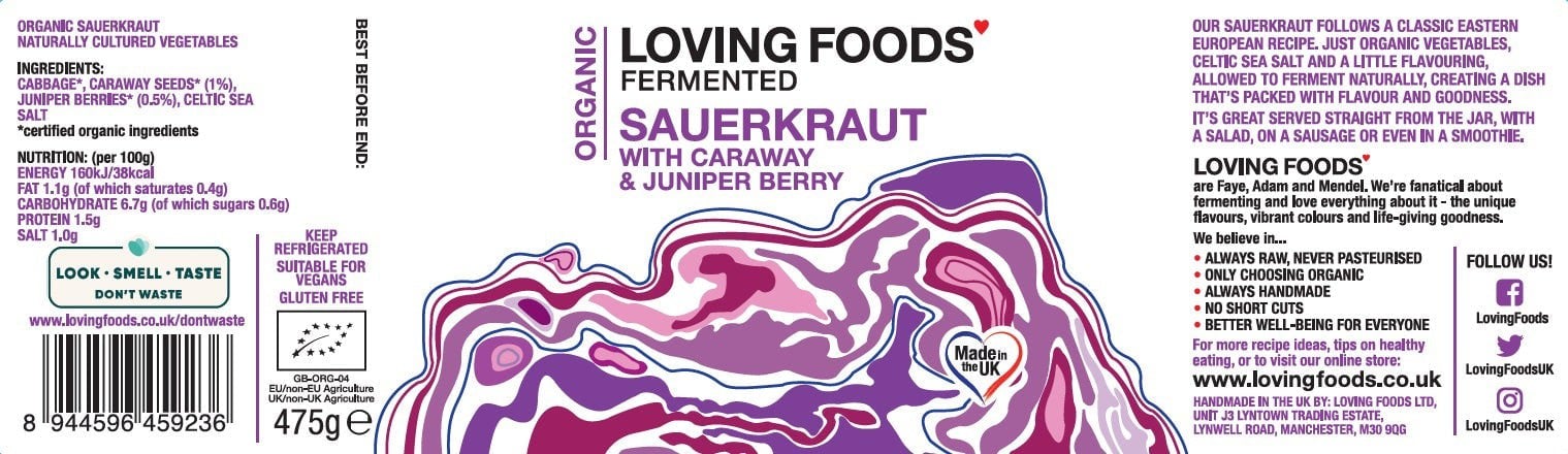 Organic Sauerkraut with Caraway and Juniper Berries