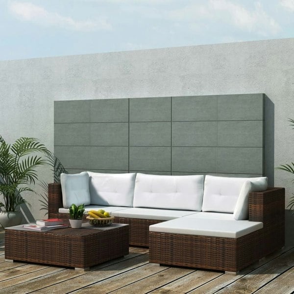 Berkfield 5 Piece Garden Lounge Set with Cushions Poly Rattan Brown