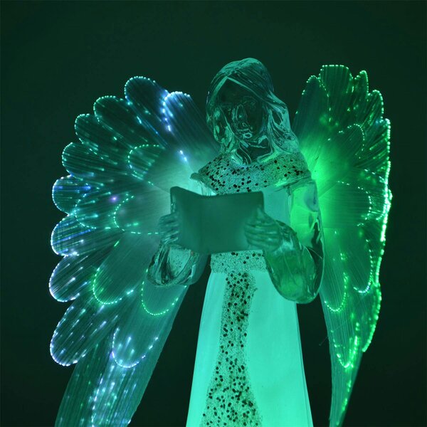 Shatchi 21cm Fibre Optic LED Angel Figure with Colour Changing Wings, Battery Powered Christmas Decoration