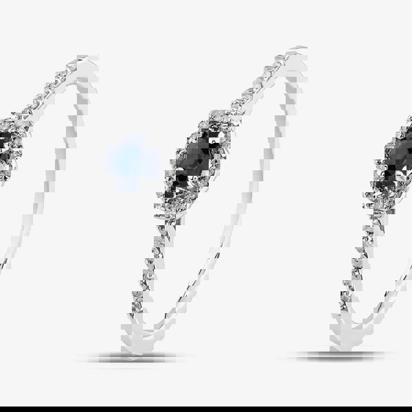 T. H. Baker 9ct White Gold Sapphire & Diamond Halo Ring OJR1701-BS