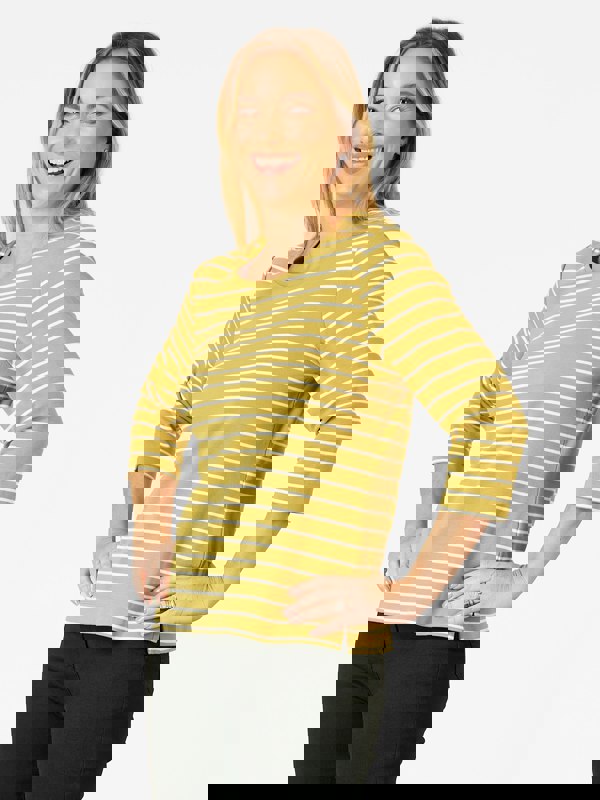 PennyPlain Scoop Neck Striped Top Top - Apple