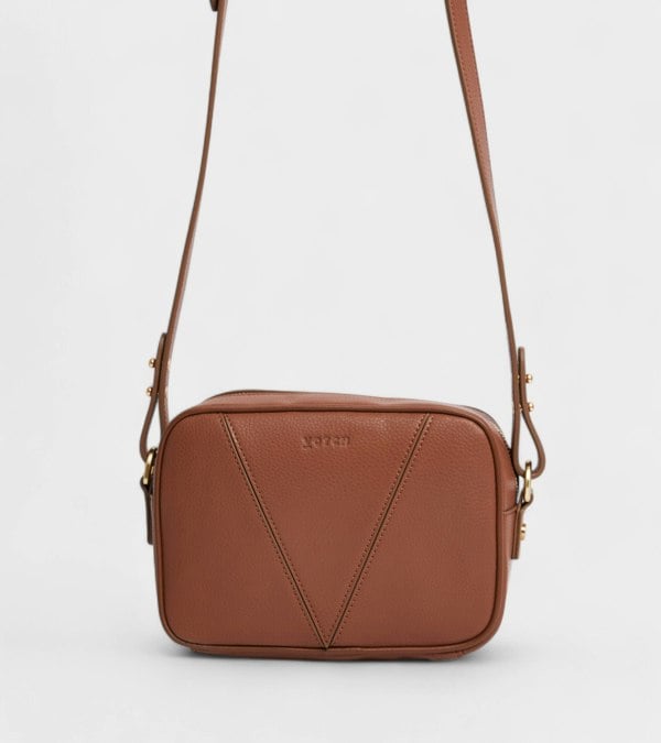 Votch Silvie Vegan Bio-Based Bamboo Dual-Look Bamboo Crossbody Bag in Brown