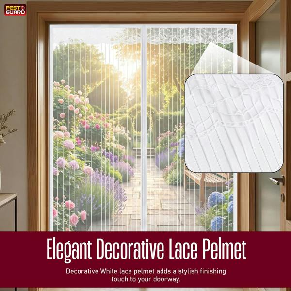 Pest Guard Magnetic Fly Screen Door 210x100cm Fly Net for Door with 18 Magnets, Full Frame Magic Tape, Self-Sealing Bug Mesh Curtain