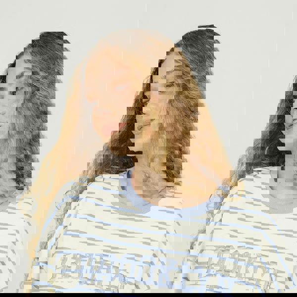 Brave Soul Cream Stripe Embroidered Crew Neck Sweatshirt - Cream Image 4