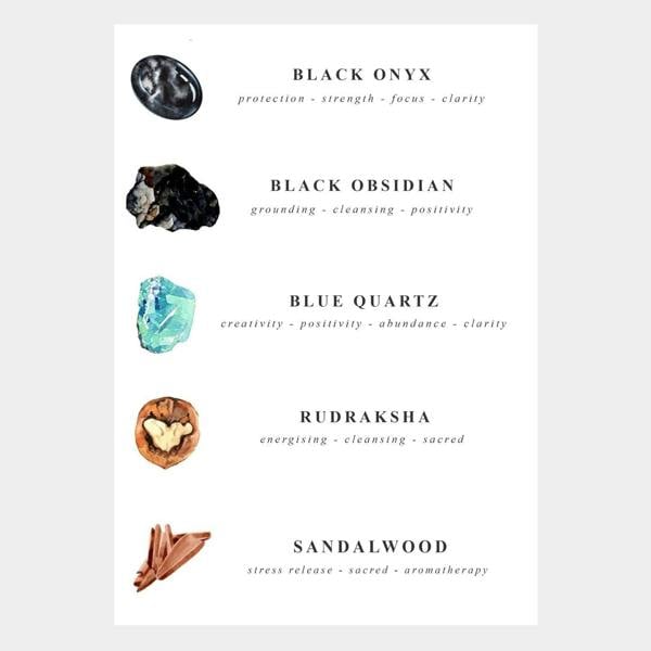Kati Kaia Black Obsidian Crystal Necklace with grounding properties for cleansing and positivity