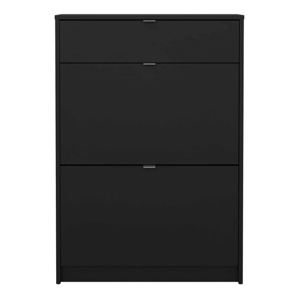 Wyld Haus Prague Black Shoe Cabinet 2 Flip Down Doors 1 Drawer