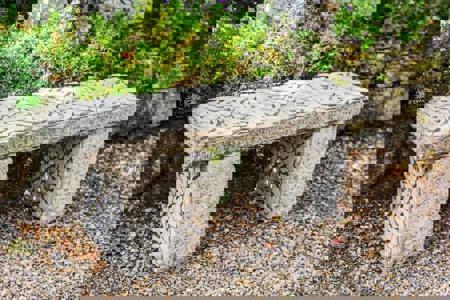 Celtic Style Stone Cast Garden Seat / Bench