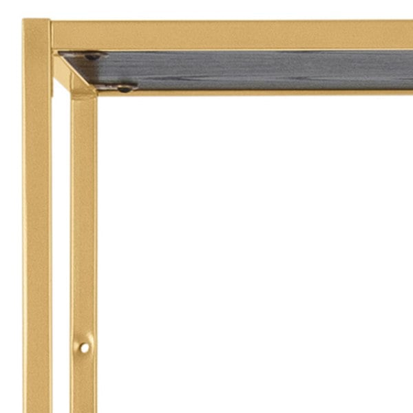 Furniture To Go Seaford Tall Gold Metal Bookcase with 5 Black Shelves
