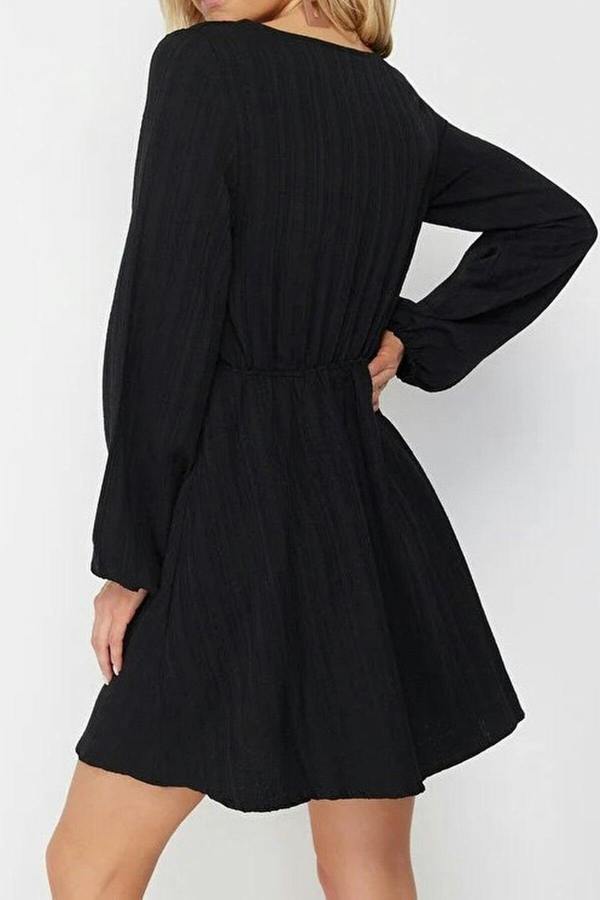 WOVCOR Woven Tie Detail Beach Mini Dress