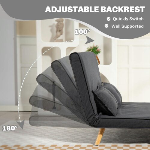 Wyld Haus Faroco Linen Look Charcoal Grey 2 Seater Sofa Bed