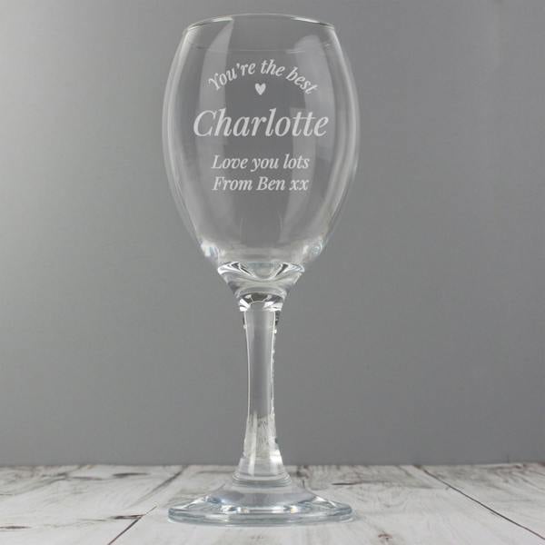 Personalised 'You Are The Best' Wine Glass - lifestyle shot