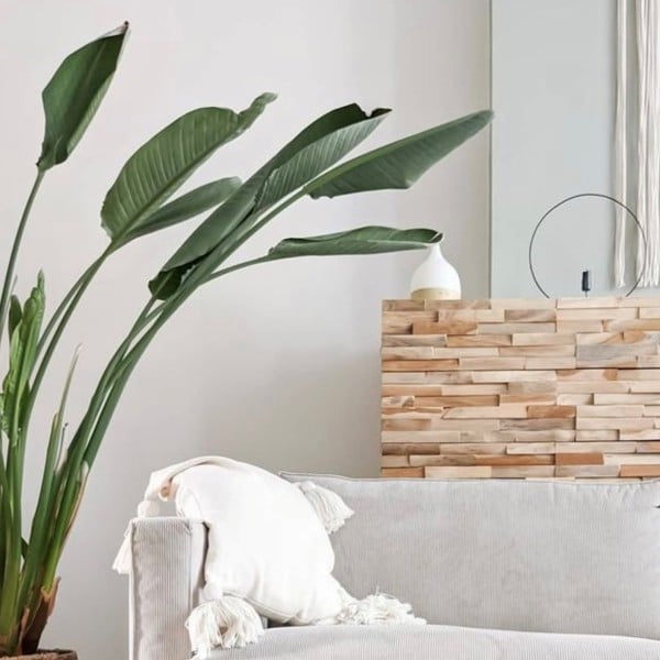 Wallsupply UltraWood Benevento Solid Teak Wood Panels, Wall Cladding 3D Interlocking Tiles, 10pcs 0.9m²
