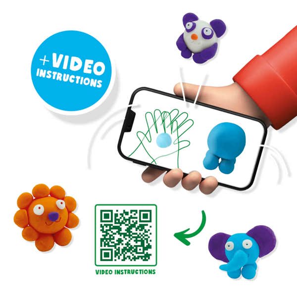 SES Creative FunDo dough - Wild animals (3x90gr-1x40gr)