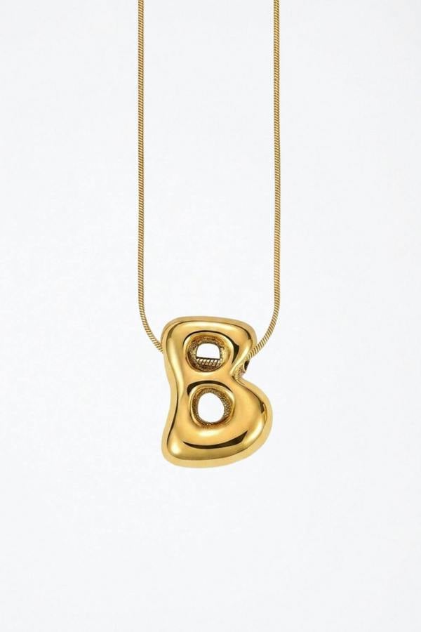 Serla Bubble Initial Gold Plated Necklace Letter B