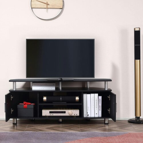 Wyld Haus Zisaba Mika 120cm Wooden Black TV Storage Unit For Screens Up To 55 Inches 2 Doors and Shelves