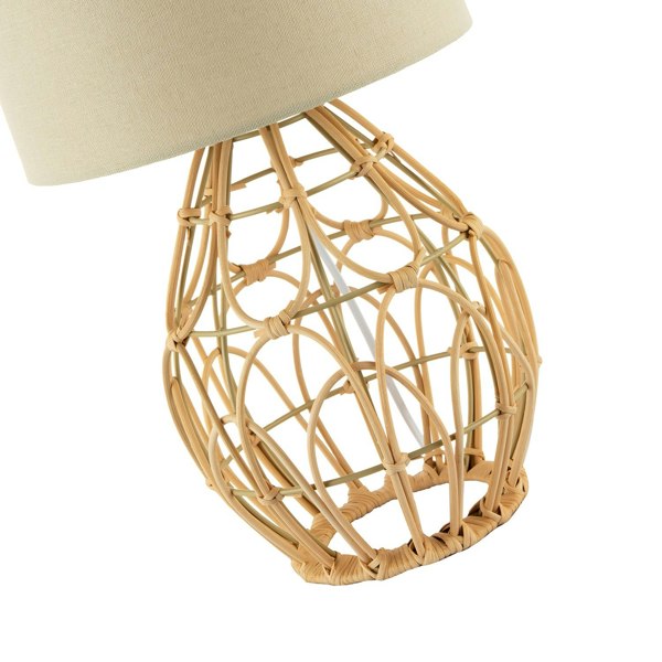 Traditional Vintage Wrapped Rattan Table Lamp with Cream Linen Fabric Shade Image 4