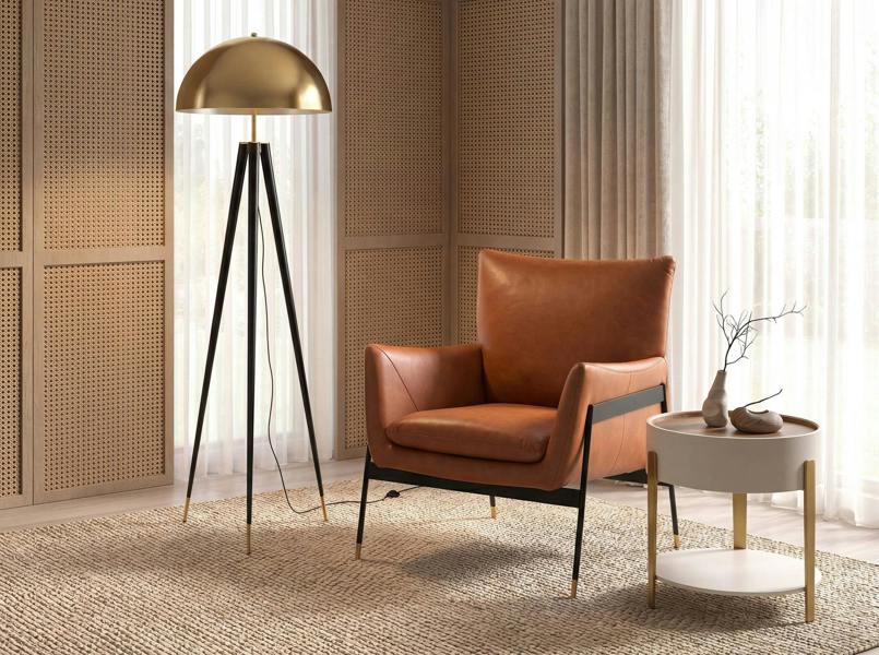 Angel Cerdá Polished gold steel and black steel floor lamp 8100