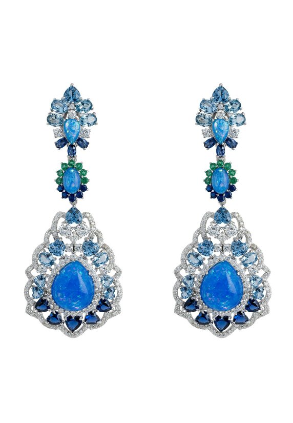 Latelita Mariana Blue Opal Drop Earrings Silver