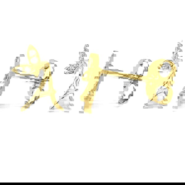 Say It With Winged Initial Earrings - Yellow Gold Plated