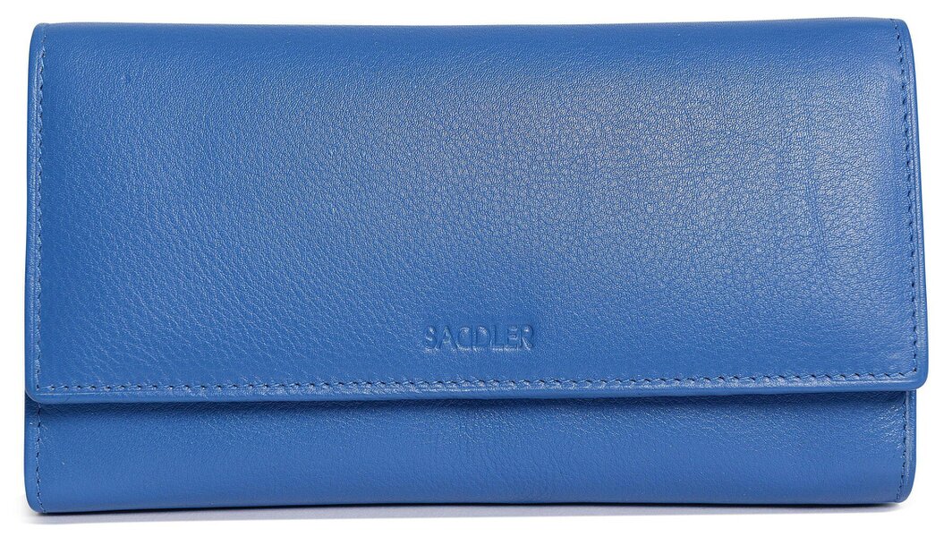 SADDLER Large Leather Multi-Section Purse "Grace" – Handmade by Saddler | RFID Protected & Gift Boxed - Electric Blue