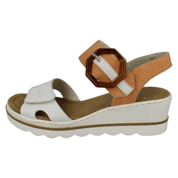 Rieker Ladies Rieker Buckle Detailed Wedge Heeled Sandals 67476