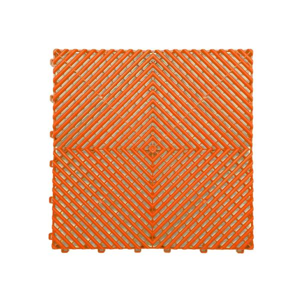 Nicoman Modular Interlocking Ribbed Vented Garage Floor Tiles - Orange