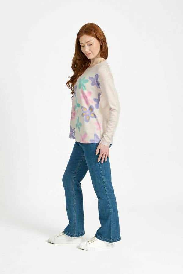 Mudflower Large Floral Print Lightweight Knit Jumper