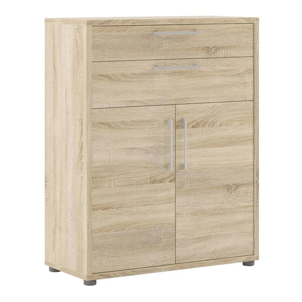 Wyld Haus Dris Natural Oak Wood Effect Bookcase 1 Shelf 4 Drawers