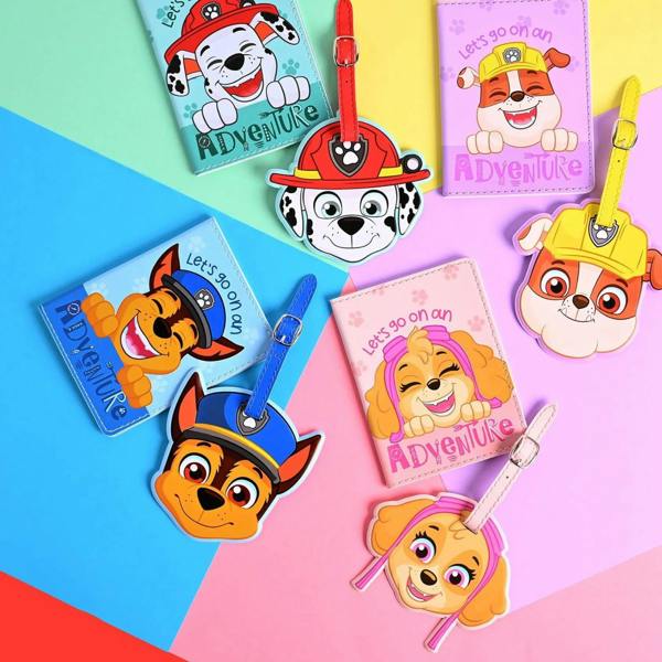 Widdop & Co Paw Patrol Skye PU Leather Passport and Luggage Tag Pink
