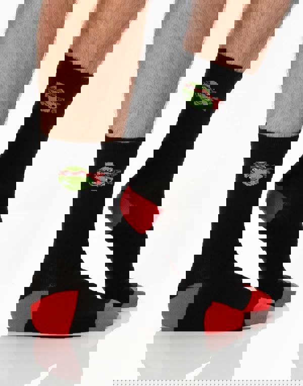 Teenage Mutant Ninja Turtles Mens Black Calf Socks Set of 5