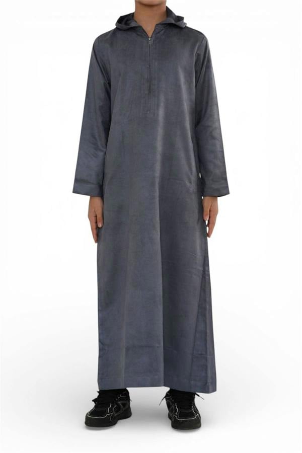 Infinity Leather Kids Boys Hooded Eid Moroccan Jubba Robe Ramadan Eid Thobe - K-HM12
