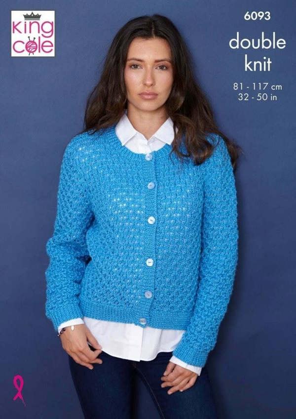King Cole Glitz DK Knitting Pattern 6093, Sweaters, Cardigans for Women, 32 - 50 Inches