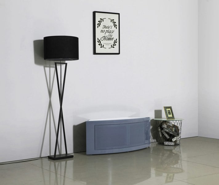 Centurion Supports PANGEA Grey Beam-Thru CurvedTru-Corner 32"-50" TV Cabinet