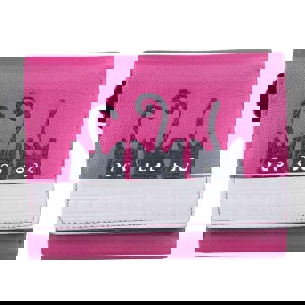 Mala Leather Peek-a-Boo Black Cats Small Leather Tri-Fold Purse